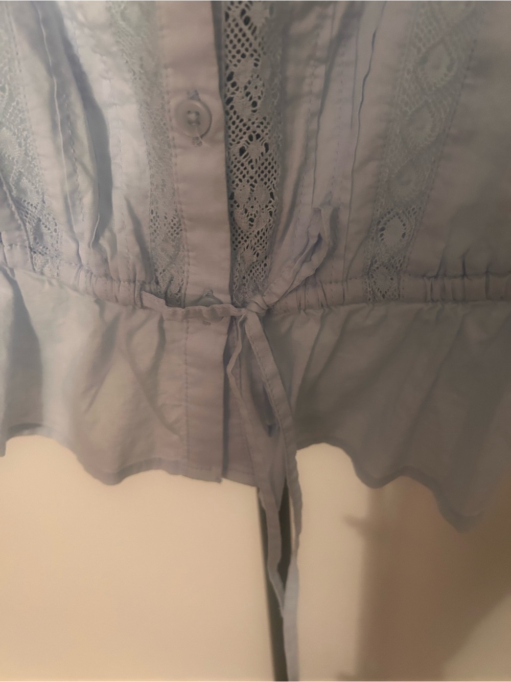 Old Navy Blue Lace-Trim Drawstring Peplum Camisole Prairie Cottagecore Tank Sm - Picture 10 of 10